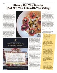 Anton Newspaper article 1 Article about edible flowers, mentioning Jedediah Hawkins Inn